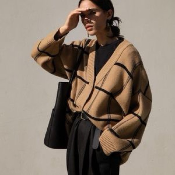 Oak and fort oversized plaid cardigan size M - Picture 2 of 5